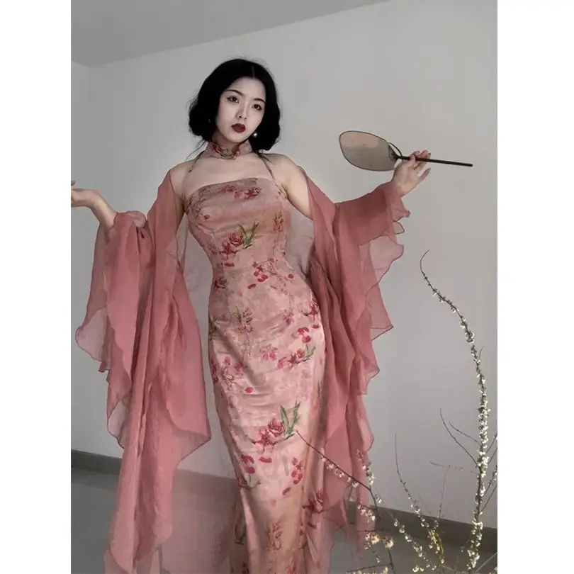 Chinese Style Neck Hanging Improved Cheongsam Dress 2024 Summer Women's New Chinese Style Cardigan Two-Piece Set Skirt For Women
Chinese Style Neck Hanging Improved Cheongsam Dress 2024 Summer Women's New Chinese Style Cardigan Two-Piece Set Skirt For Women