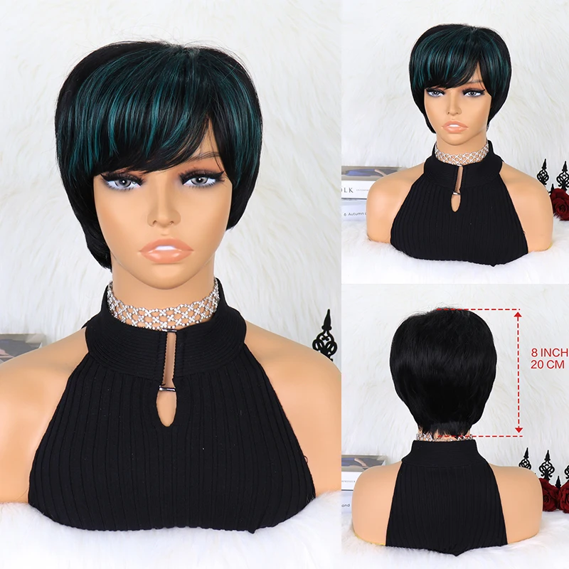Synthetic Short Straight Black Mixed Highlight Green Wig for Women Wigs With Bangs Wig Daily Use Heat Resistant Fiber
Synthetic Short Straight Black Mixed Highlight Green Wig for Women Wigs With Bangs Wig Daily Use Heat Resistant Fiber