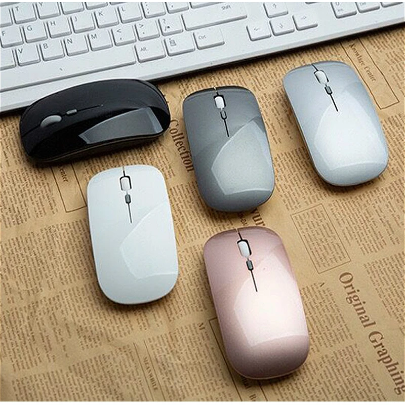 

Rechargeable Optical Wireless Mouse Slient Button Ultra Thin Mini Optical Ultrathin USB 2.4G Mice for Computer Laptop PC