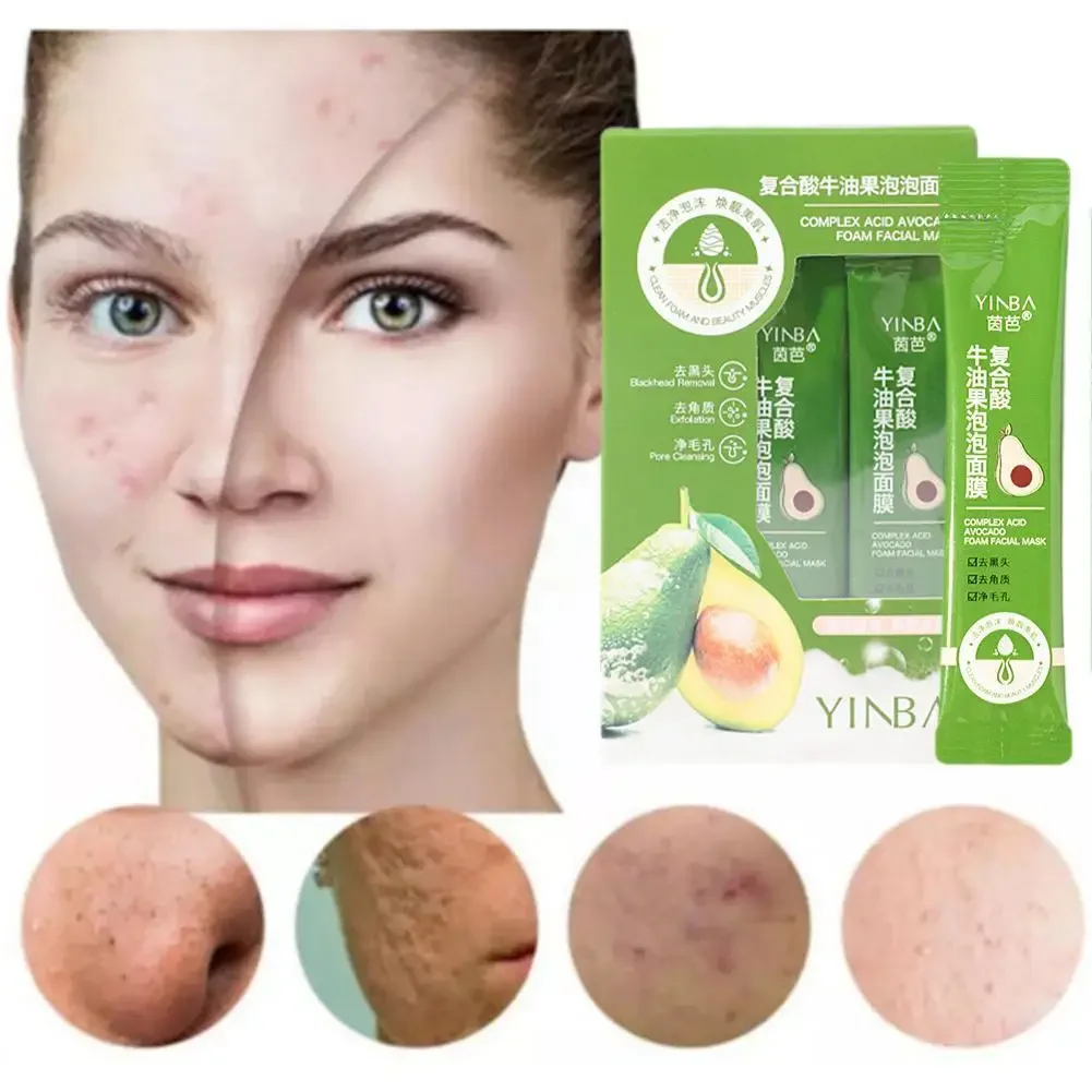 

10pcs/box Avocado Cleansing Clay Face Mask Bubble Purifying Clay Pores Blackheads Removal Cleansing Natural Skin Care For Women