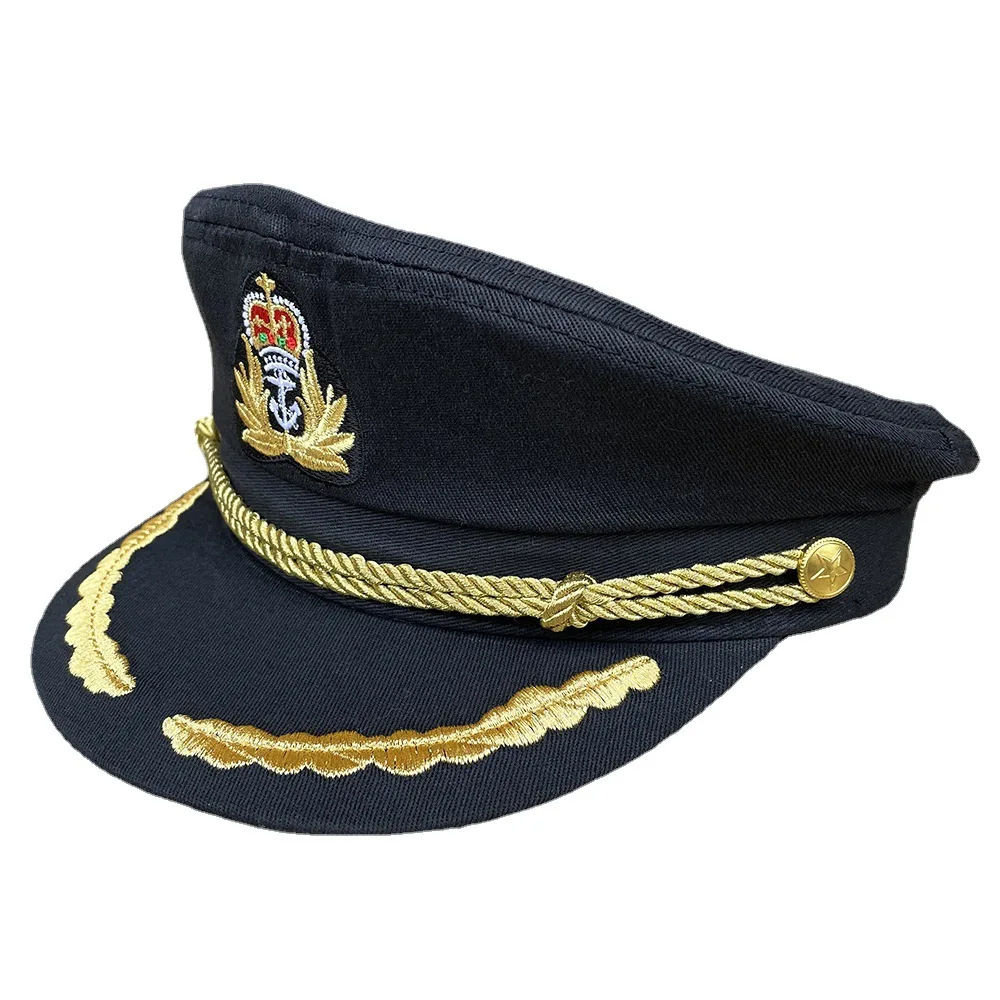 

Fashionmen's Cotton Flat Cap Flat Top Military Cap Holiday Performance Admiral Big Cap Halloween Cosplay Free Shipping