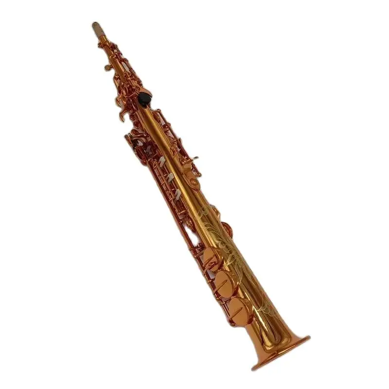 

Сделано во Франции, Латунный прямой Саксофон сопрано, саксофон Bb B, плоский деревообрабатывающий инструмент, натуральная оболочка, вырезанный узор