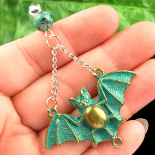 

2Pcs Carved Brass Bronze Bat Tibetan Silver Africa Turquoise Ball Pendant Bead For DIY Jewelry Making Bracelet Accessories