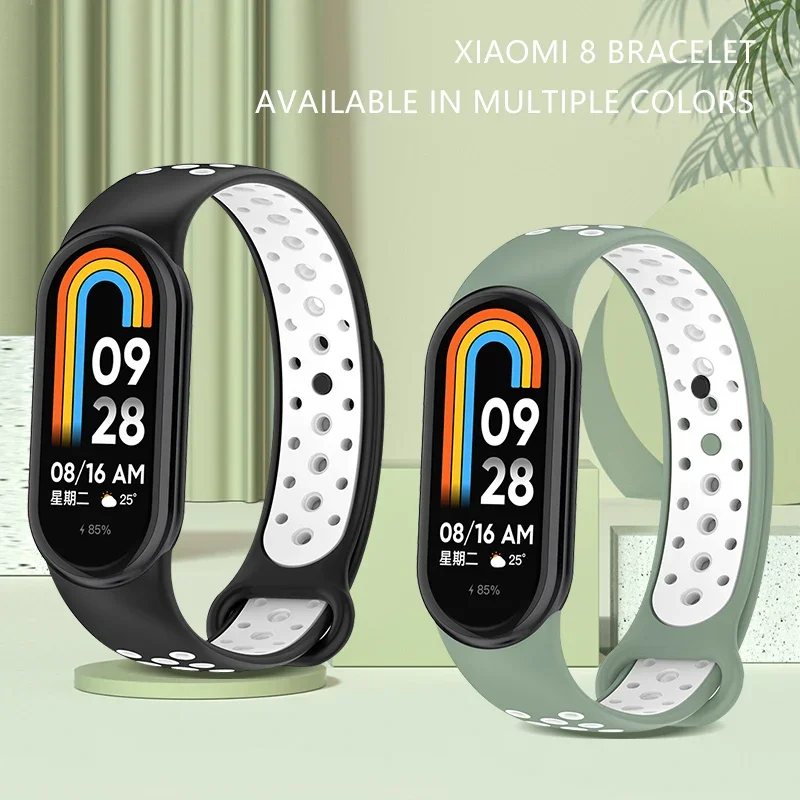 

Silicone Strap For Xiaomi Mi Band 8 Smatr Watch Two-tone Soft Replacement Bracelet Wristband Belt For Mi Band 8 Correa Accessory