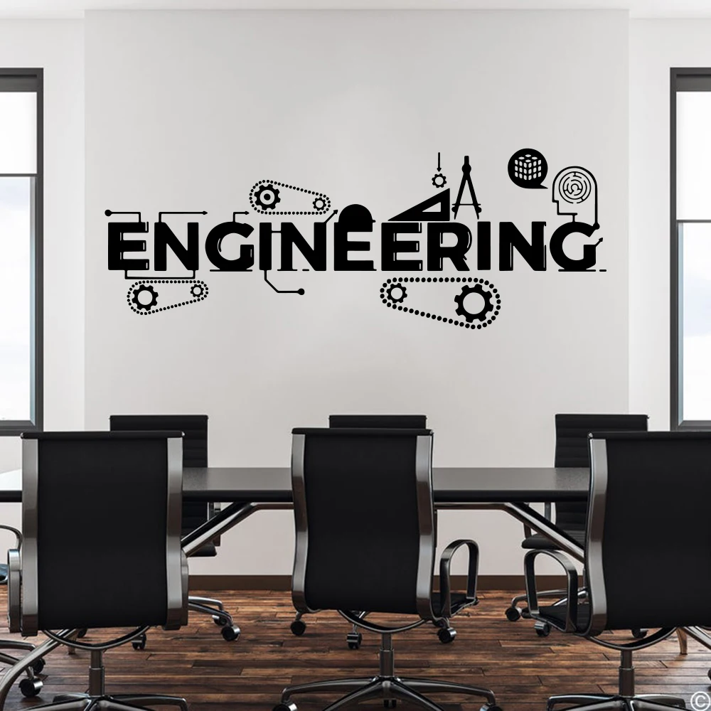 

Engineering Science Technology Wall Sticker Classroom School Gear Brain Inspiral Quote Wall Decal Office Decor