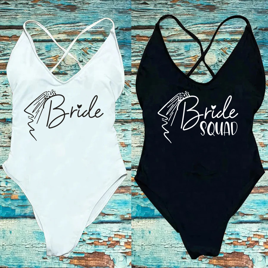 Veil Sexy Padded One Piece Swimsuit Women Bride Squad Swimwear Bikini Summer Beachwear Bachelorette Party Lady Bathing Suits
Veil Sexy Padded One Piece Swimsuit Women Bride Squad Swimwear Bikini Summer Beachwear Bachelorette Party Lady Bathing Suits