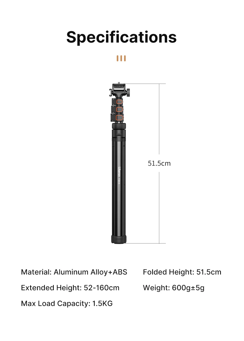 1.6m Extendable Tripod with 1/4'' Screw for DSLR Camera Smartphone Fill Light Microphone Projector Tripod Max Load 1.5KG 20 1.6m Extendable Tripod with 1/4'' Screw for DSLR Camera Smartphone Fill Light Microphone Projector Tripod Max Load 1.5KG 14