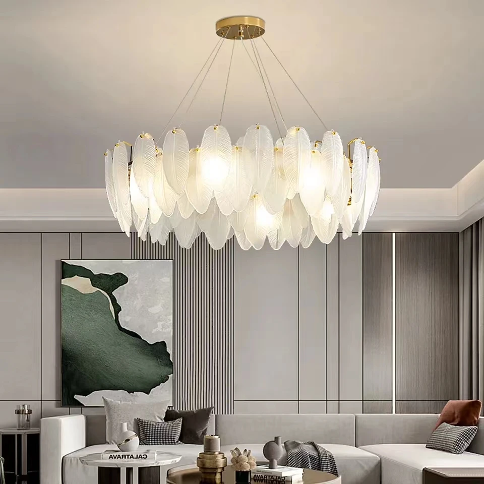 Modern Ceiling Chandeliers Crystal Creative Feather Glass Pendant Lamp Decor Hanging Light Lustre Light for Dining Room Bedroom
Modern Ceiling Chandeliers Crystal Creative Feather Glass Pendant Lamp Decor Hanging Light Lustre Light for Dining Room Bedroom