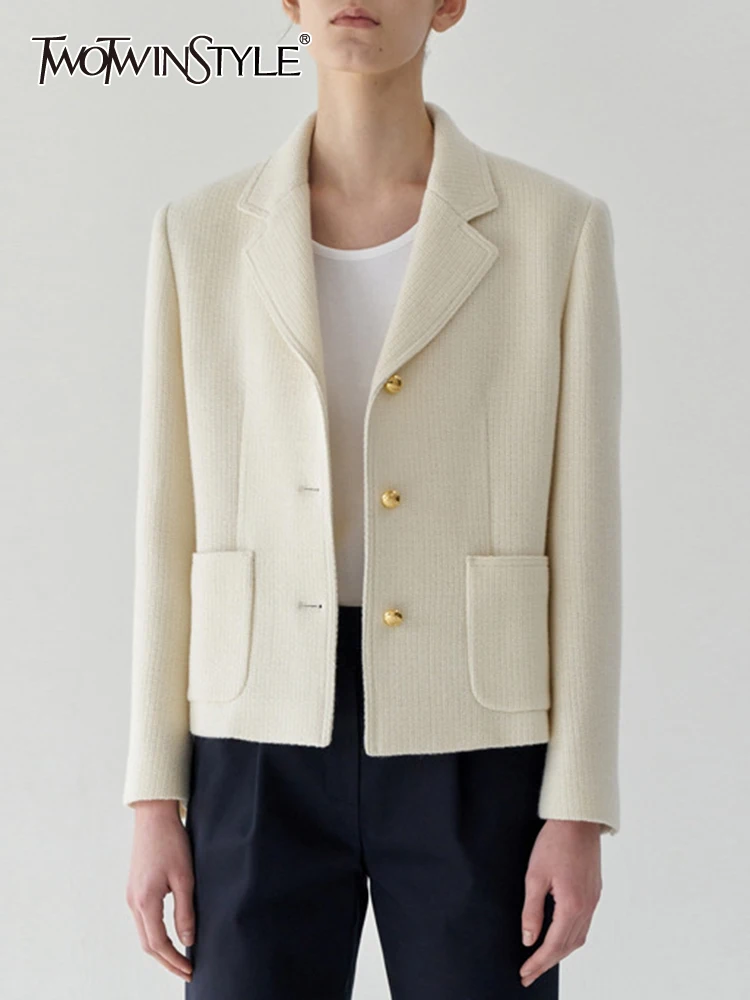 TWOTWINSTYLE Elegant Minimalist Blazers For Women Notched Collar Long Sleeve Patchwork Single Breasted Casual Blazer Female 2023
TWOTWINSTYLE Elegant Minimalist Blazers For Women Notched Collar Long Sleeve Patchwork Single Breasted Casual Blazer Female 2023