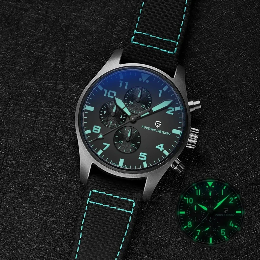 

PAGANI DESIGN New 42MM Pilot Men's Quartz Wristwatch Multi Time Zone Timing Code Watch Sapphire Glass Men's Watches Clock