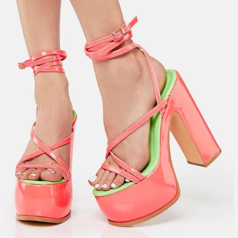 High Platform Women Pink Cross Straps Sandals High Chunky Heels Summer Shoes Ladies Thick Sole Causal Pumps
High Platform Women Pink Cross Straps Sandals High Chunky Heels Summer Shoes Ladies Thick Sole Causal Pumps