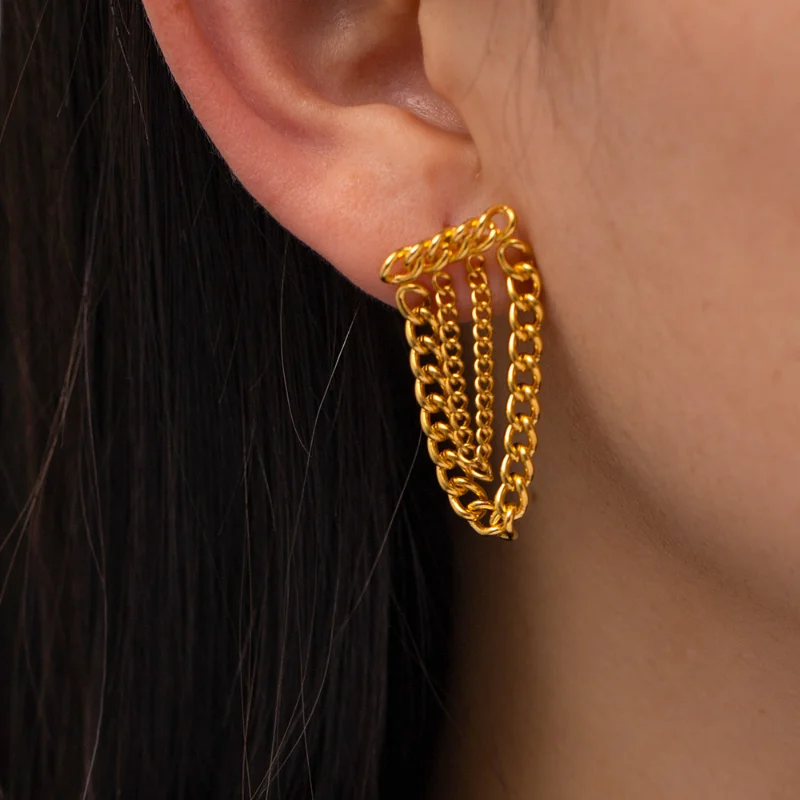 ALLNEWME Hip Hop Rock Chunky Long Chain Tassel Geometrical Dangle Earrings for Women 18K Gold Plated Stainless Steel Earring
ALLNEWME Hip Hop Rock Chunky Long Chain Tassel Geometrical Dangle Earrings for Women 18K Gold Plated Stainless Steel Earring