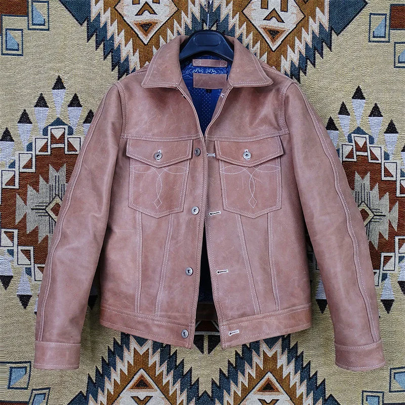 genuine leather 100% fur coat men jacketImported vegetable tanned batik old goat men's embroidery jeans slim spring grey pink
genuine leather 100% fur coat men jacketImported vegetable tanned batik old goat men's embroidery jeans slim spring grey pink