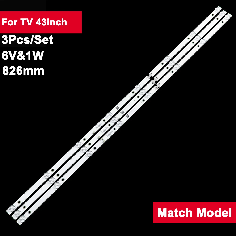 6V 826mm LED TV Backlight Strip for ATA 43inch MS-L2317-A MS-L2317-B T43 43X600 3Pcs/Set Tv Parts Accessories
6V 826mm LED TV Backlight Strip for ATA 43inch MS-L2317-A MS-L2317-B T43 43X600 3Pcs/Set Tv Parts Accessories