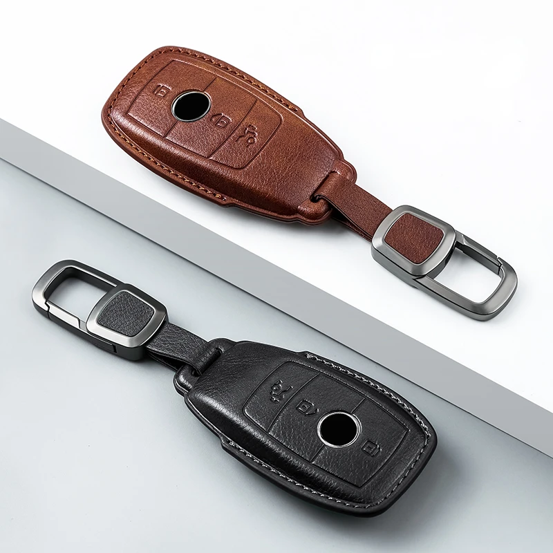 

Leather Car Remote Key Case Cover Shell For Mercedes Benz A C E S G Class GLC CLE CLA GLB GLS W177 W205 W213 W222 X167 AMG