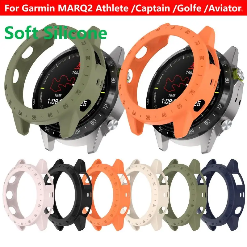 

TPU Protective Case For Garmin MARQ2 Athlete Captain Golfer Aviator Smart Watch Strap Silicone Protector Cover Shell MARQ 2