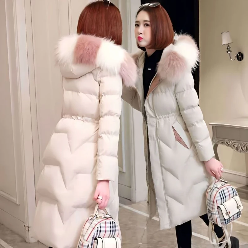 

2023 Fall Winter Thick Down Cotton Pdded Jacket Women Overcoat Fashion Hooded Casual Loose Long Parkas Mujer Puffer Coat L220