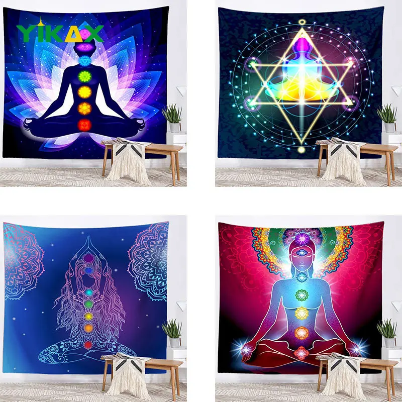 

Buddha Print Tapestry Living Room Wall Hanging Cloth for Indian Statue Meditation Mandala Psychedelic Bedroom Decor Tapestries