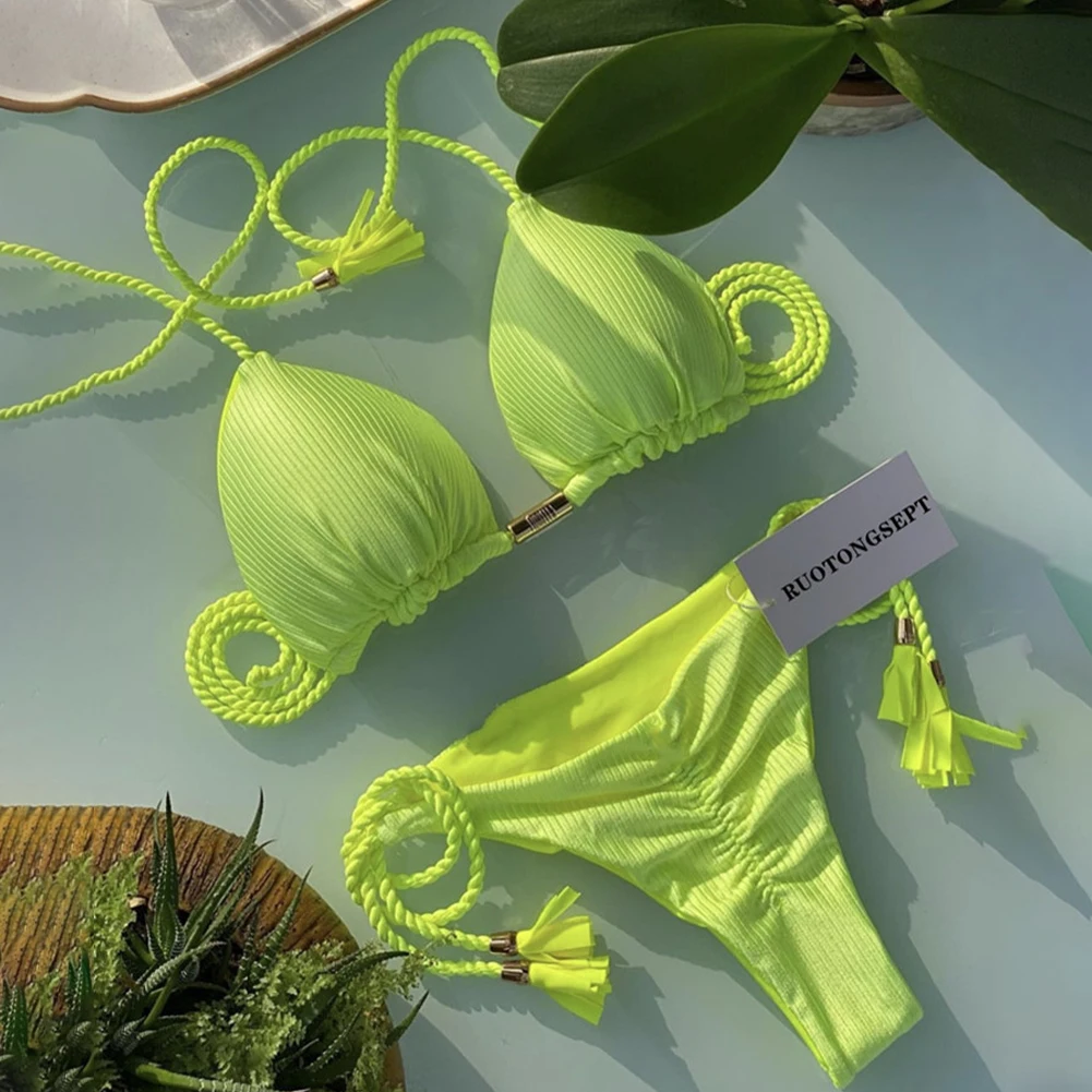Womens Bikini Set SwimSuit Sexy Push Up Braided String Popular Beach Swimwear Ruched Thong Suit Summer Beachwear 2 Piece 2023
Womens Bikini Set SwimSuit Sexy Push Up Braided String Popular Beach Swimwear Ruched Thong Suit Summer Beachwear 2 Piece 2023