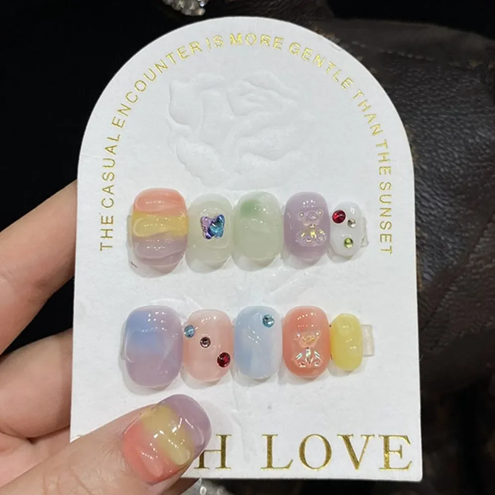 Handmade Short Fake Nails Korean Star Design Acrylic Manicure Round Reusable Adhesive False Nails Full Cover Nail Tips for Girls
Handmade Short Fake Nails Korean Star Design Acrylic Manicure Round Reusable Adhesive False Nails Full Cover Nail Tips for Girls