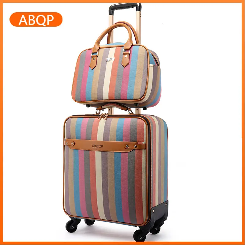 

16"18"20"22"24"28 inch PU carry-on suitcase female light trolley case universal wheel boarding luggage with handbag password box