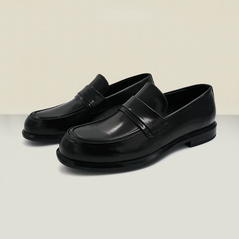 

Новые мужские деловые повседневные туфли из натуральной кожи, туфли Lefu с круглым носком для весны и осени