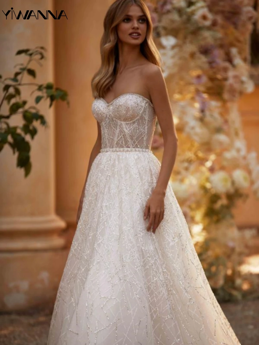 Romantic Sweetheart Neck Wedding Dress Sparkly Sequins Backless Dress For Bride White A-line Long Bridal Gown Robe De Mariée
Romantic Sweetheart Neck Wedding Dress Sparkly Sequins Backless Dress For Bride White A-line Long Bridal Gown Robe De Mariée