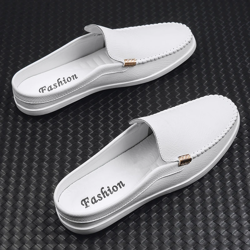 Fashion Trend Mens Muller shoes Breathable Leather Men Casual Shoes Handmade lazy flats Comfy Male Moccasins Light Half Slipper
Fashion Trend Mens Muller shoes Breathable Leather Men Casual Shoes Handmade lazy flats Comfy Male Moccasins Light Half Slipper