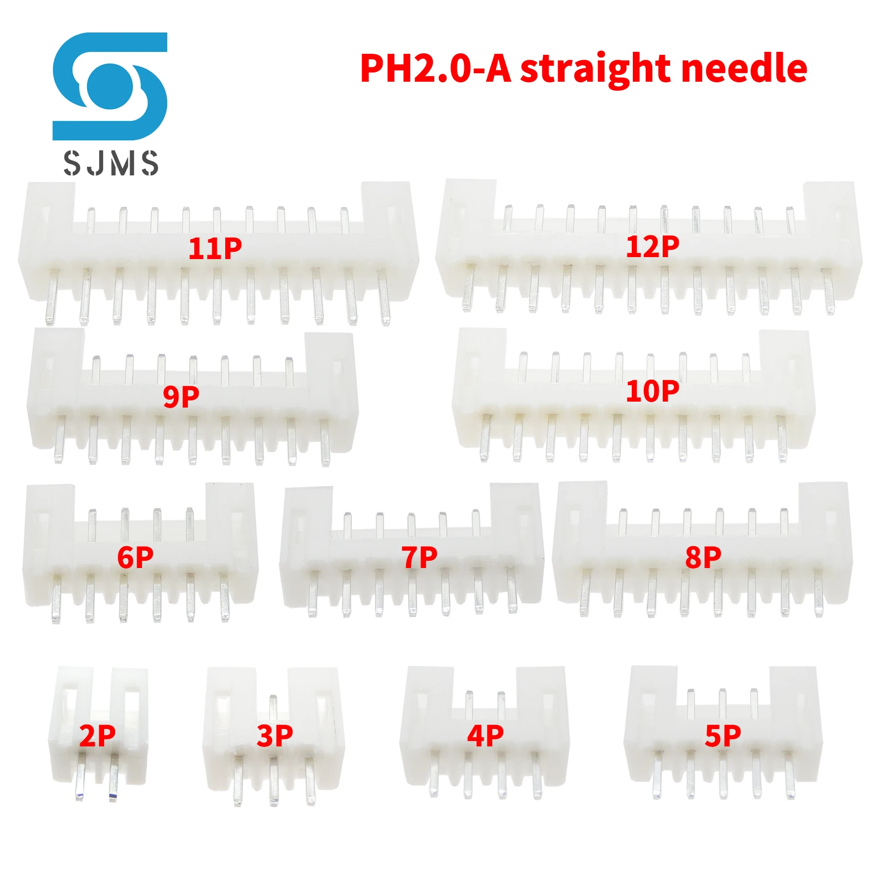 

50pcs/lot PH2.0 PH-A Head Connector Straight foot 2P 3P 4P 5P 6P 7P 8P 9P 10P 11P 12P pin Male socket 2.0mm pitch PH for PCB JST