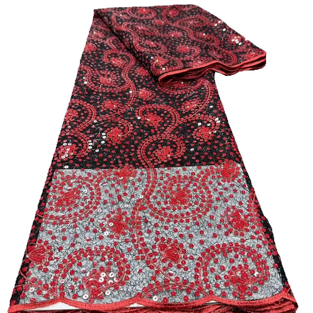 Fashion African Sequence Lace Fabric 5 Yards High QualityNigerian Wedding Dress Sequin Embroidery French Tulle Cloth Material FF 
Fashion African Sequence Lace Fabric 5 Yards High QualityNigerian Wedding Dress Sequin Embroidery French Tulle Cloth Material FF