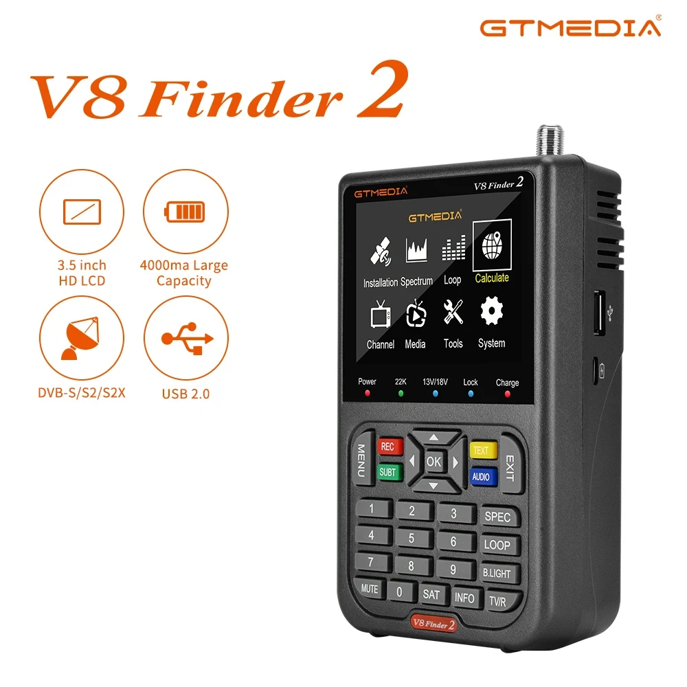 

GTMEDIA V8 Finder 2 SatFinder Digital Satellite Finder DVB-S/S2/S2X H.264 1080P HD Receptor TV Signal Receiver Sat Decoder