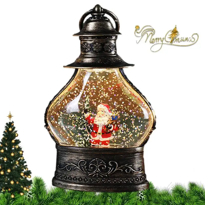 

Christmas Snow Lantern Led Snow Globe Swirling Santa Claus Snowman Design Christmas Scene Lighted Snow Globes Ornament For Home