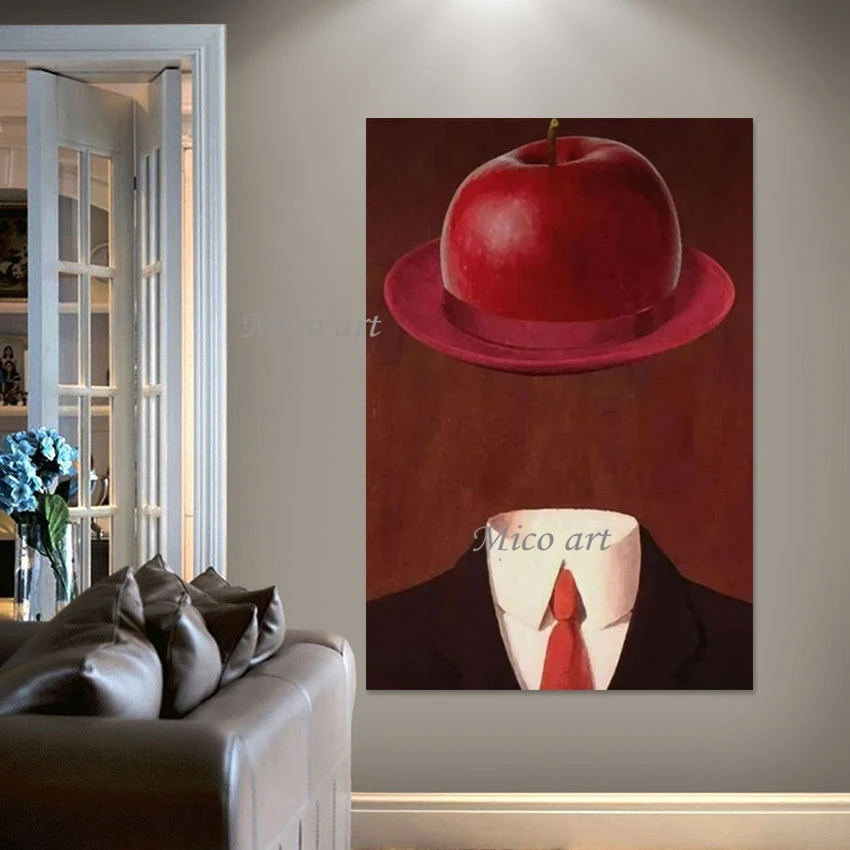 

Abstract Art Acrylic Texture Oil Painting No Framed Apple Head Figure Hand-painted Canvas Picture Modern House Wall Decoration