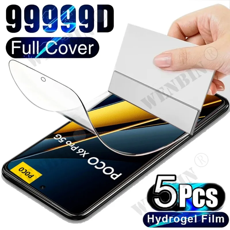 

5 Pcs Hydrogel Film For Xiaomi Redmi Note 13 12 Pro Plus 11 Poco X6 X5 Pro Xiaomi 13T 12T 11T Pro Full Cover Screen Protector