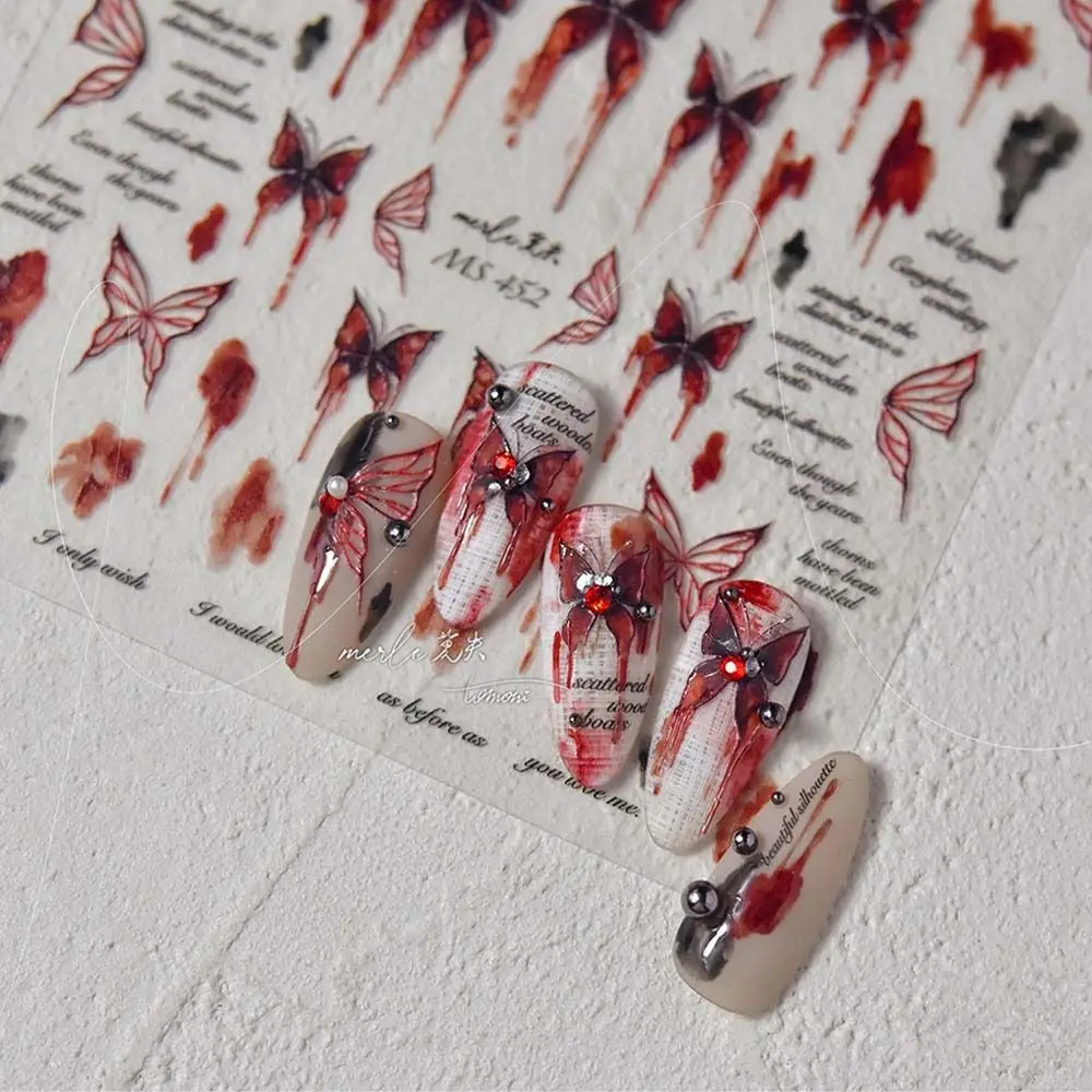 1pc Dark Red Butterfly Nail Stickers Ink English Letters DIY Nail Charm Butterfly Nail Decals Nail Accessories
1pc Dark Red Butterfly Nail Stickers Ink English Letters DIY Nail Charm Butterfly Nail Decals Nail Accessories