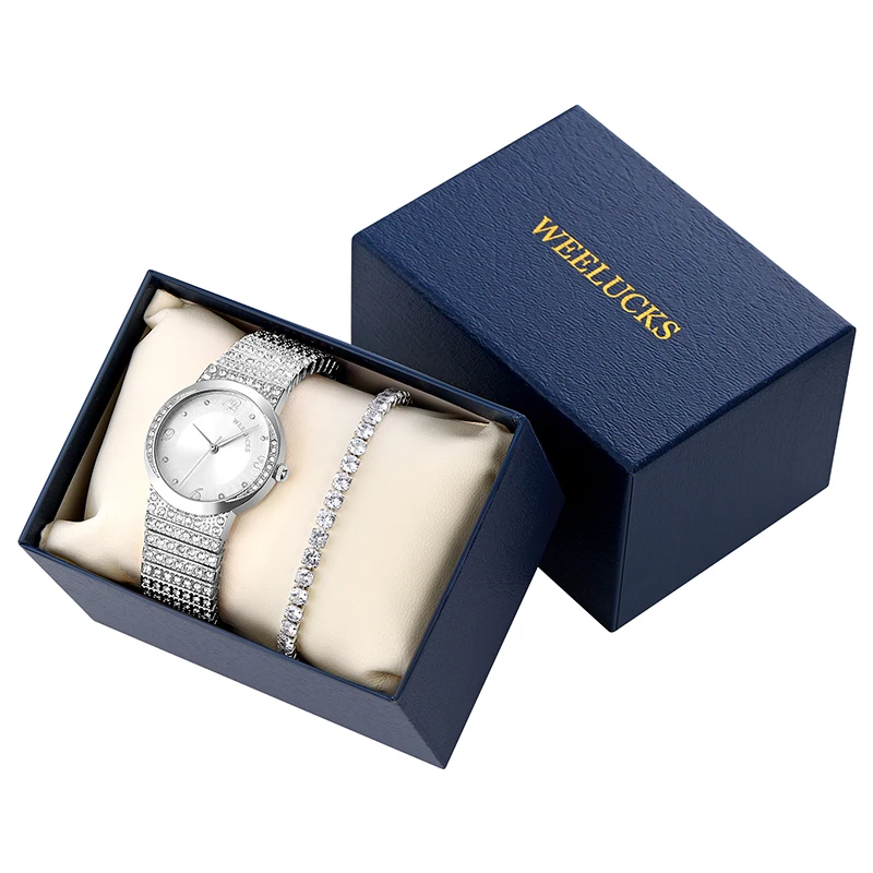 2Pcs /Set WEELUCKS Watch for Woman Elegant Full Diamond Jewelry Bracelet Set Exquisite Gift 3ATM Waterproof Watches New K1001
2Pcs /Set WEELUCKS Watch for Woman Elegant Full Diamond Jewelry Bracelet Set Exquisite Gift 3ATM Waterproof Watches New K1001