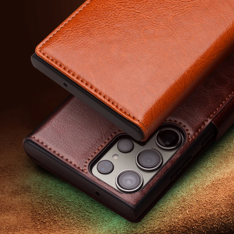 QIALINO Genuine Leather Phone Case for Samsung S23 Ultra 5G Business Style Fashion Luxury with Card Slots Cover for S23+ Plus
QIALINO Genuine Leather Phone Case for Samsung S23 Ultra 5G Business Style Fashion Luxury with Card Slots Cover for S23+ Plus