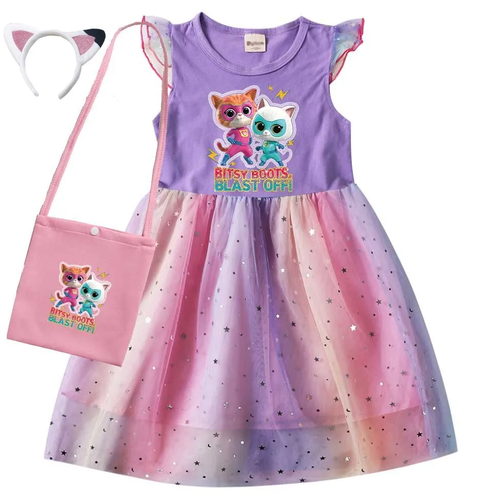 2023 Summer Superkitties Cats Costume Baby Girl Casual Dresses Kids Cartoon Mesh Dress Children Birthday Party Princess Vestidos
2023 Summer Superkitties Cats Costume Baby Girl Casual Dresses Kids Cartoon Mesh Dress Children Birthday Party Princess Vestidos