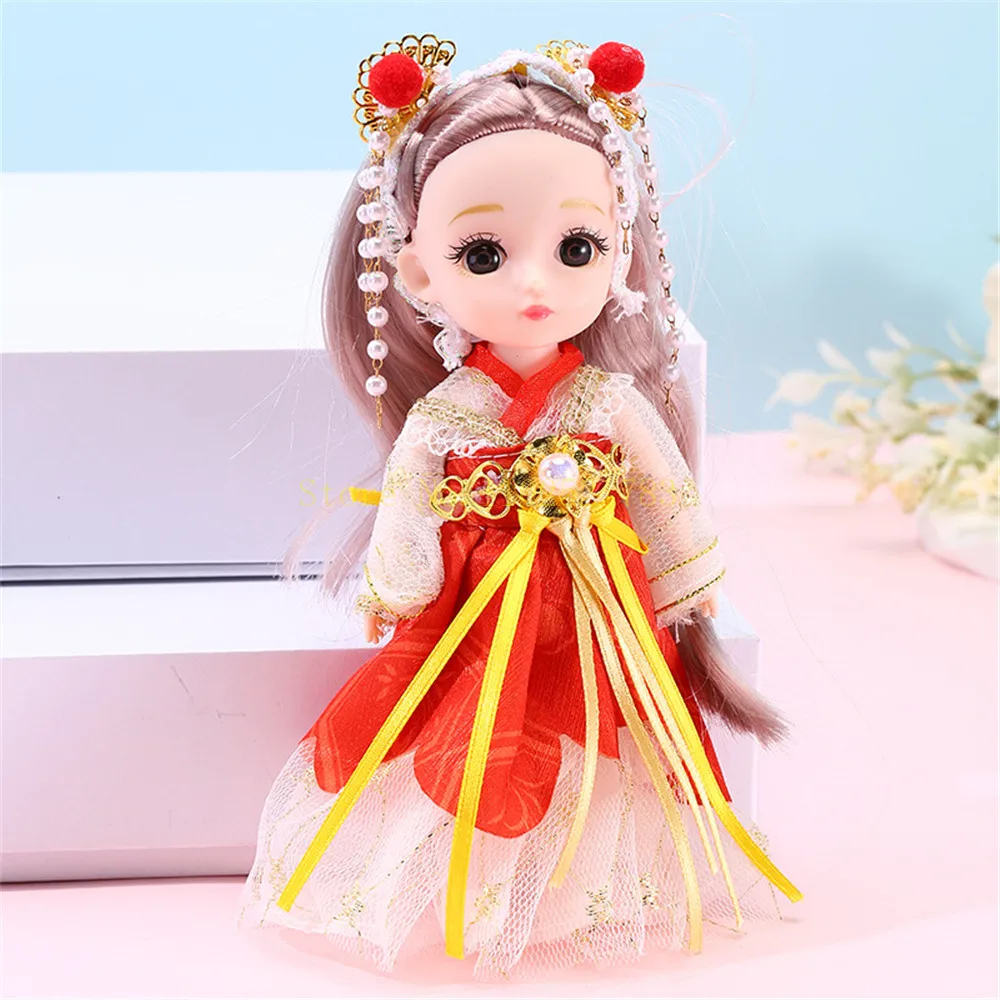 

16cm BJD Figure Doll with Clothes and Shoes, Cute Face Big Eyes Princess 1/12 Scale, DIY Movable 13 Joints Sweet Gift Girl Toy