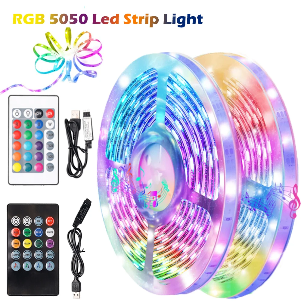 RGB 5050 Led Strip Light 24 Key IR 5V USB Infrared 20 Key Remote Control with Music Sync Mode Lamp Tape new year Decoration LM
RGB 5050 Led Strip Light 24 Key IR 5V USB Infrared 20 Key Remote Control with Music Sync Mode Lamp Tape new year Decoration LM