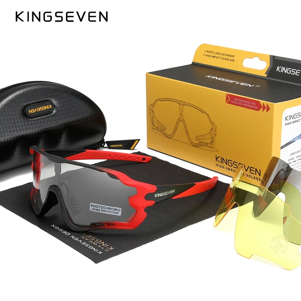 

KINGSEVEN TR90 High Quality Glasses Bike Bicycle Sports Men's Sunglasses Photochromism Replaceable Eyewear Protection Goggles