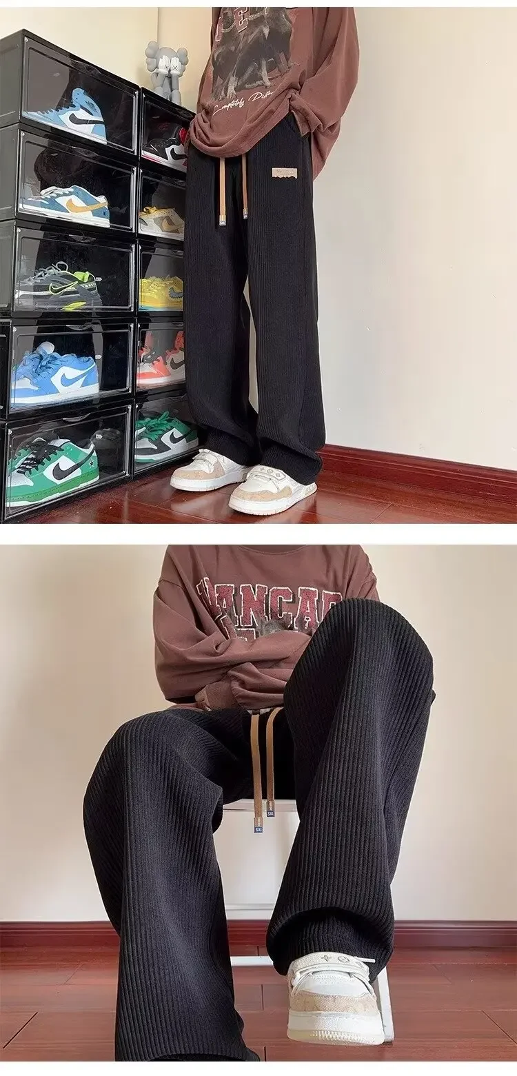 النمط الأمريكي الرجال سروال قصير الخريف/الشتاء الصوف مبطن فضفاض مستقيم الساق بناطيل كاجوال العصرية واسعة الساق الرجال السراويل النمط الأمريكي الرجال سروال قصير الخريف/الشتاء الصوف مبطن فضفاض مستقيم الساق بناطيل كاجوال العصرية واسعة الساق الرجال السراويل