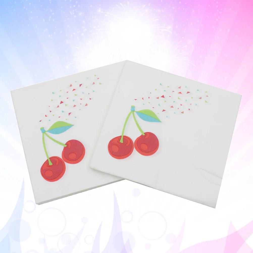 

20 Sheets Cherry Printing Napkin Fruit Napkin Colorful Tissue Baby Shower Paper Towels for Party Gathering Festival Home