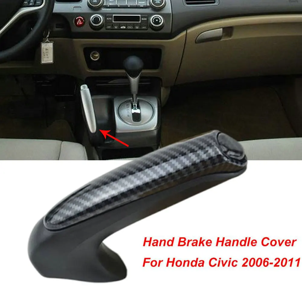 

Накладка на передний ручной тормоз из углеродного волокна для Honda Civic Coupe Sedan 2006-2011, рукоятка рычага ручного тормоза, литье, наклейки