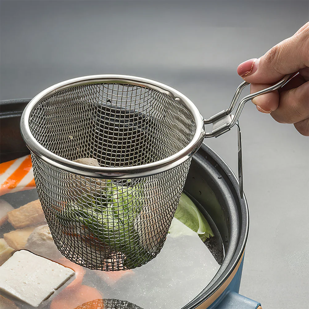 

Pasta Filter Strainer Reusable Strainer Basket Food Colander Household Filter Spoon for Vegetable French Chips Onion Rings