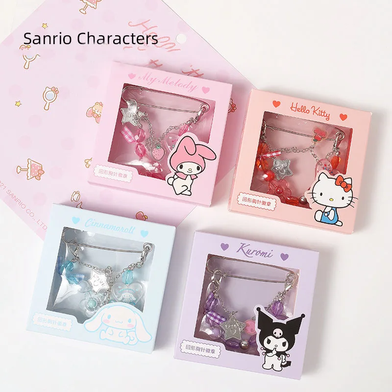 

Cartoon Sanrioed Kuromi My Melody Kawaii Pin Badge Girly Hearts Ins Cinnamoroll Paperback Box Pin Badge Decoration Holiday Gift