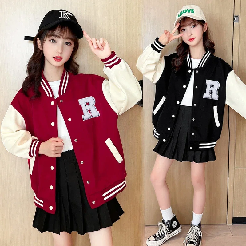 

Teenage Girls Baseball Jackets For 5-14 Years Old Teens Clothes Children Sports Outerwear Coat Spring Autumn Fashion Boys Jacket