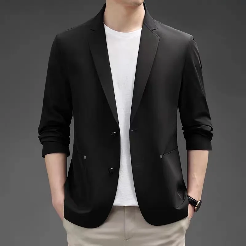 

lis2176 New men's summer modal men's cotton Slim round neck suit