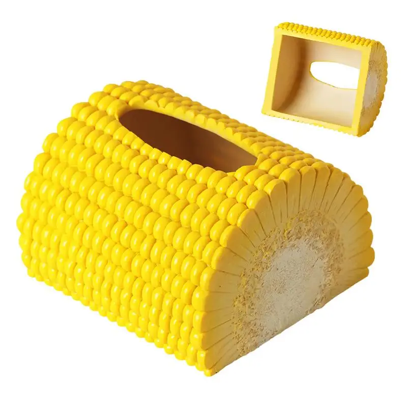 

Cute Tissue Box Modern Creative Corn Paper Towel Holder Resin Ornament Toilet Paper Box Holder With Wide Opening Decorative