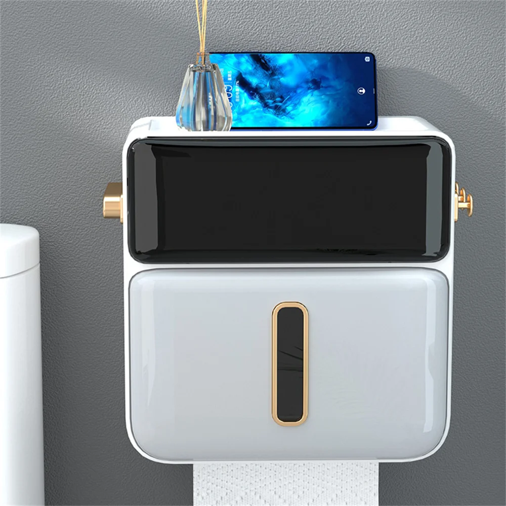 

Bathroom tissue box wall-mounted punch-free toilet home waterproof creative roll paper toilet paper box storage rack